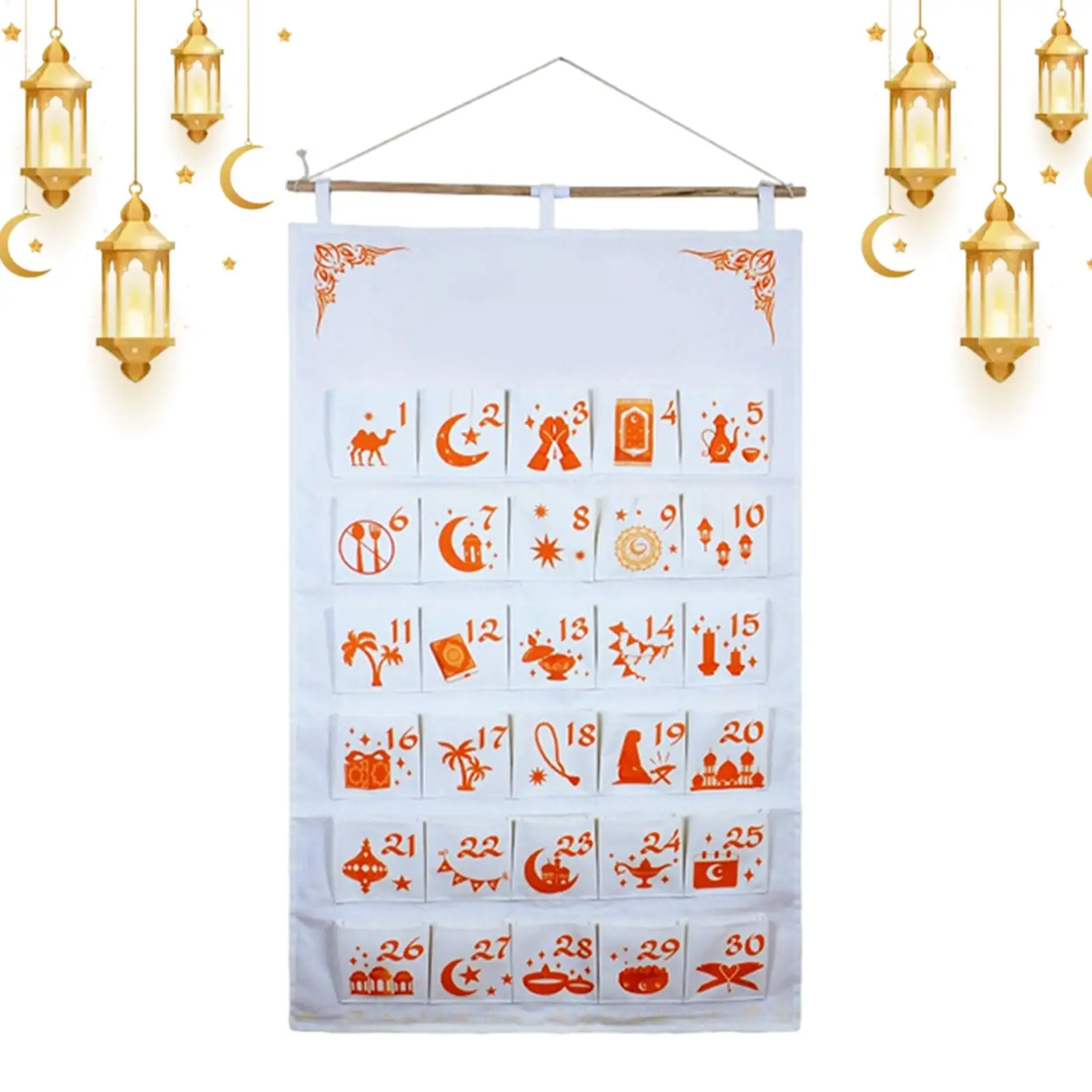

Calendar Advent with Pockets 30-Day Fillable Wall Decor Hangable Fabric Calendar with Pockets for Classroom Kindergarten Bedroom