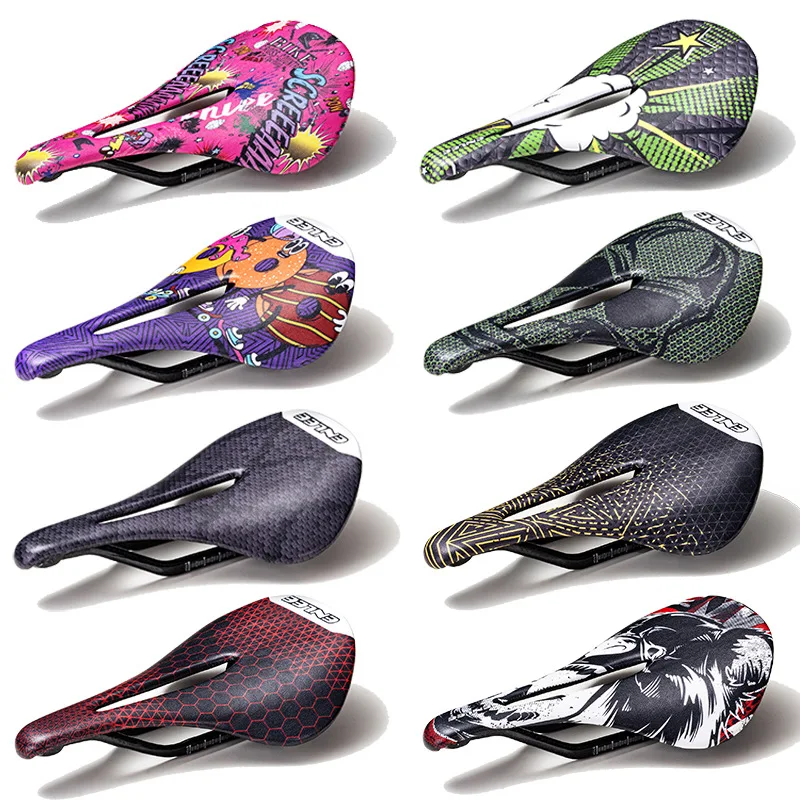 G798 Mountain Bike Colored Saddles Carbon Fiber Ultra-lightweight Bicycle Seat Cushion Road Folding Seat Bag Riding Equipment