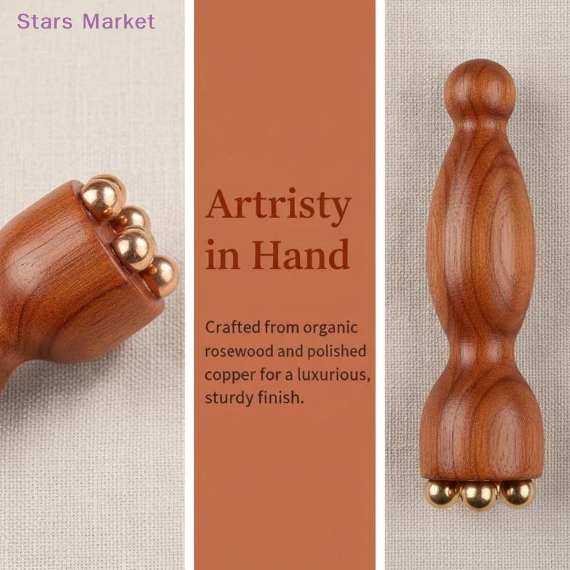 New Beauty Professional Brass Rosewood Facial Handheld Gua Sha Tool Eye Relaxation Acupoint Massage