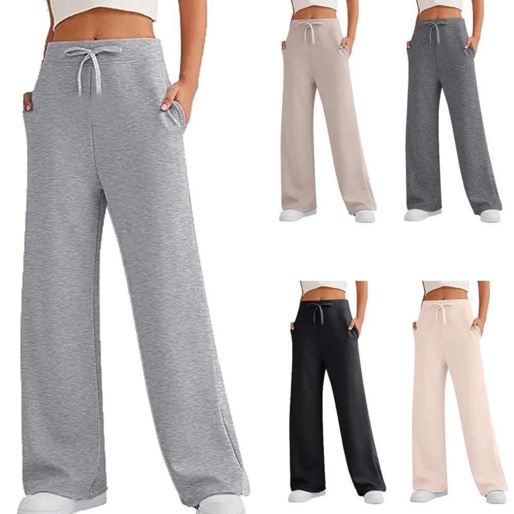 

Womens Autumn High Waisted Workout Pants Loose Wide Leg Casual Trousers Commute
