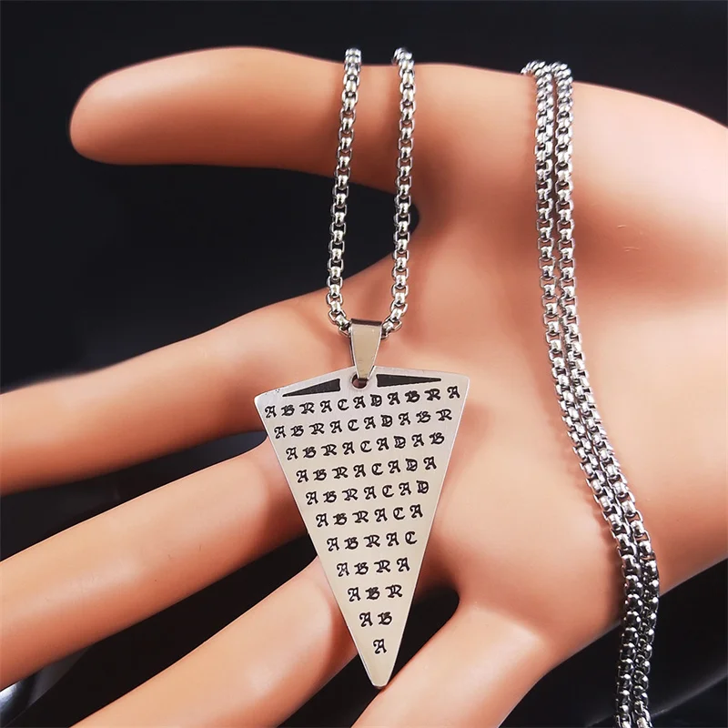 Stainless Steel Talisman Abracadabra Divination Chain Necklace Men Abraxas Pendants Necklaces Occult Jewelry Collier Homme