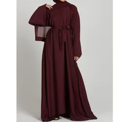 2024 Hot Sale 6 Solid Color Modest Abaya Dress Ramadan Muslim Fashion Femme Robe Dubai Arabia Turkish Kaftan For Women Dress