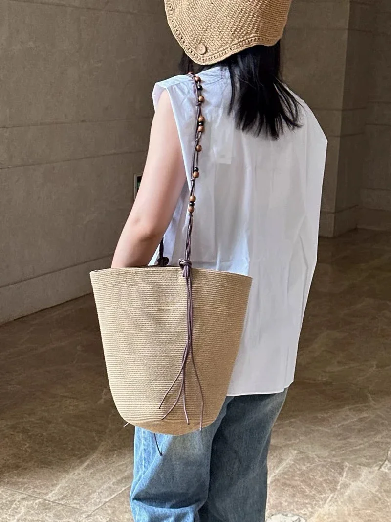 

Grass Woven Bags New Retro Large Capacity Vacation Beach Casual Versatile Shoulder Bag for Women