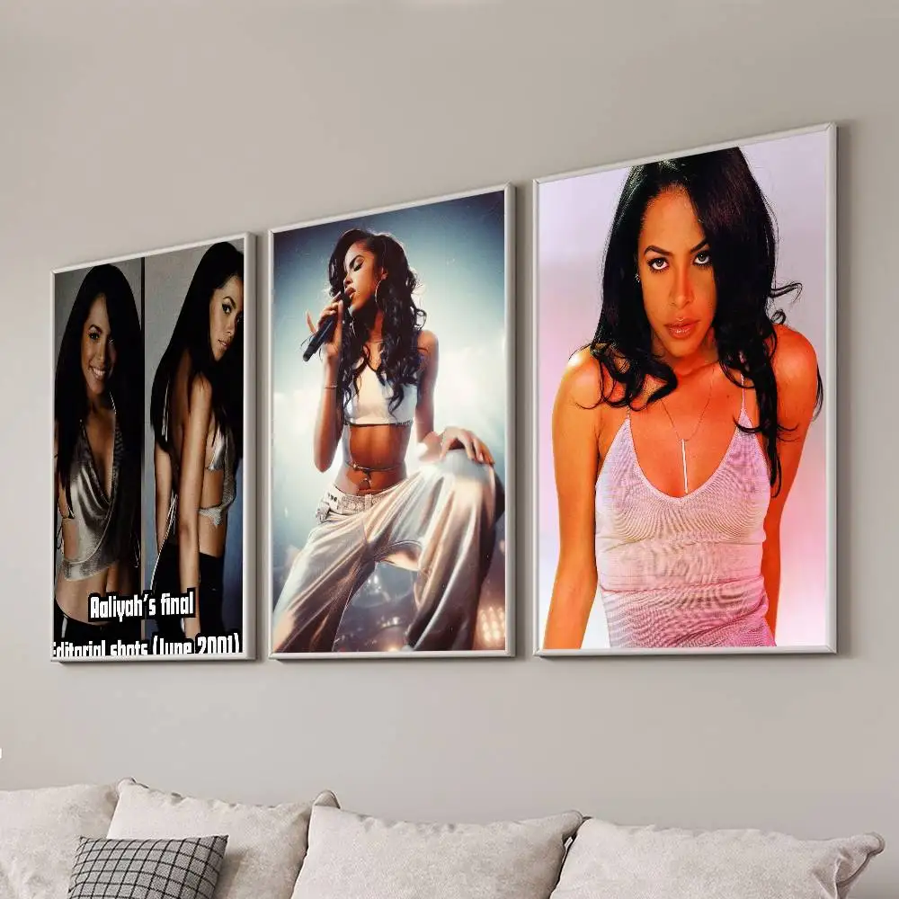 المغني والممثل الأمريكي-Aaliyah ملصق فني ذاتي اللصق مقاوم للماء ورقة ملصق مقهى بار غرفة جدار ديكور #2