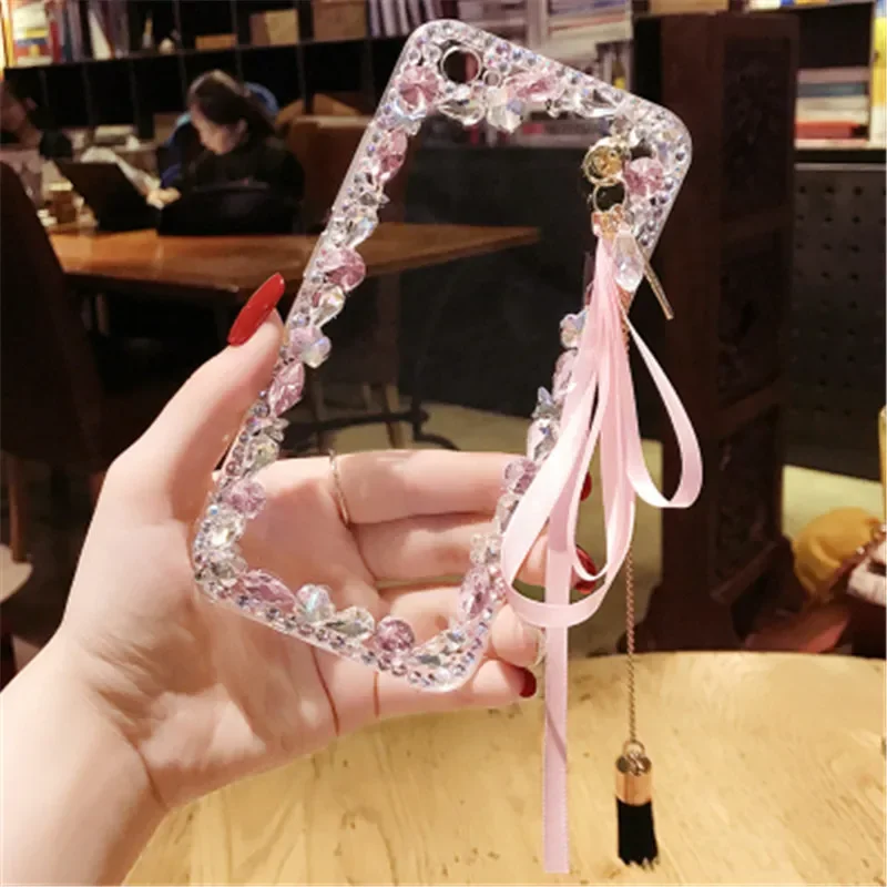 Bling Rhinestone Diamond Pendant Phone Case, Soft Cover for Samsung S24, S20, S21, S22 Ultra, S23 PLUS, Note 10, 20 Ultra