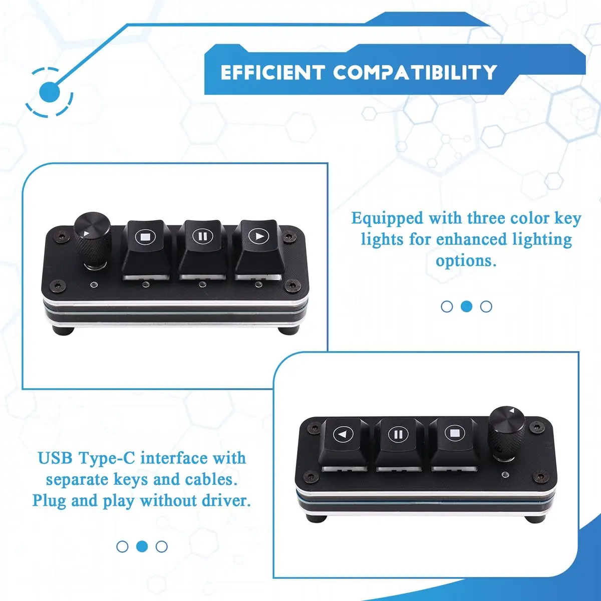 メディアコントローラー-qlab-キーボード-プロフェッショナルパフォーマンス-3キーノブ-ドライブフリー-ミュージックプレーヤーコントローラー-usb-type-c