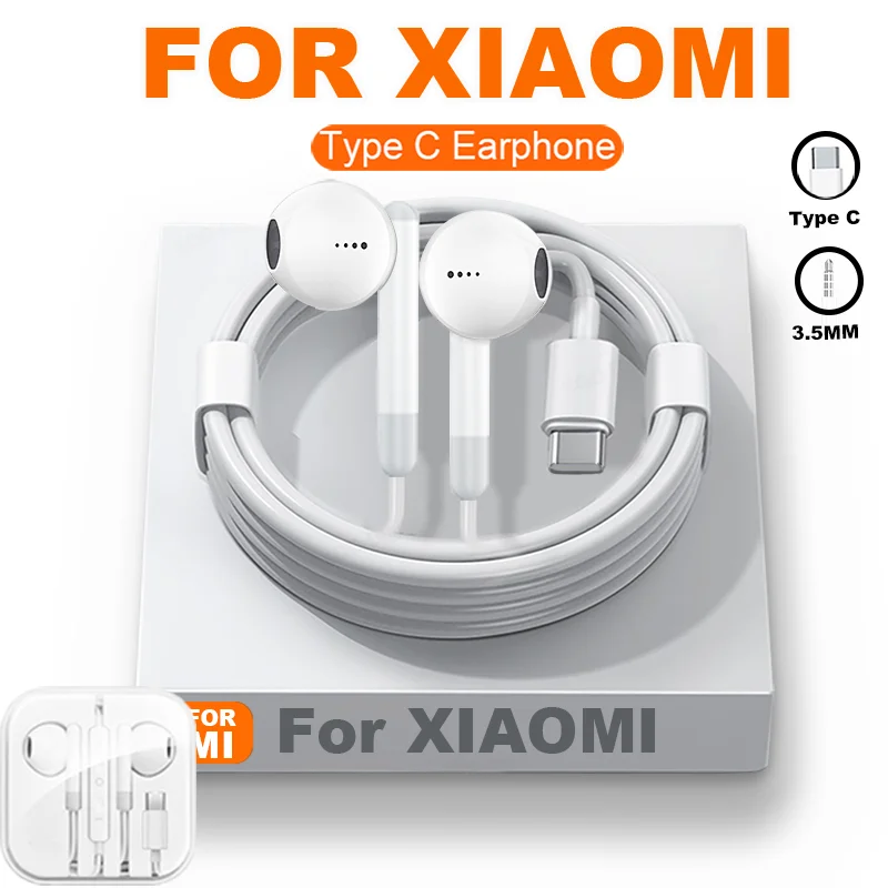 For iphone 15 USB Type C Headphones Wired Semi-hung 3.5MM Jack Earphone For Samsung oneplus Redmi Xiaomi HiFi Music Headset