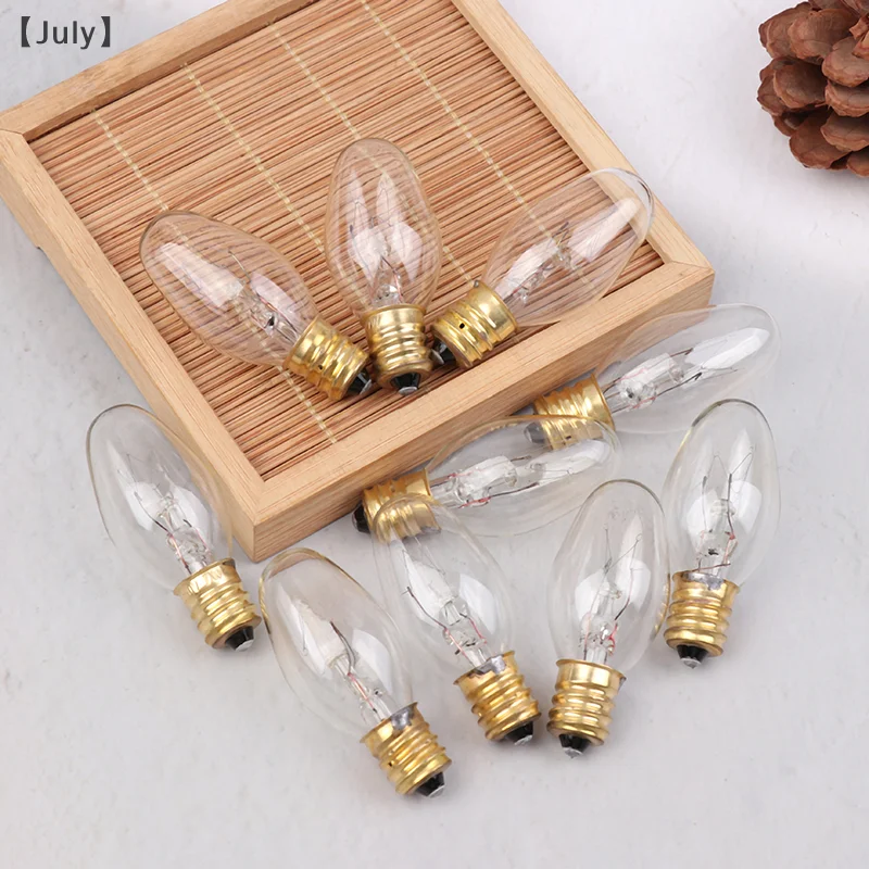 10 Buah E12 120V 7W Bohlam Lampu Tungsten Warna Kuning Hangat Transparan untuk Dekorasi Lampu Kulkas Jangkauan Garam