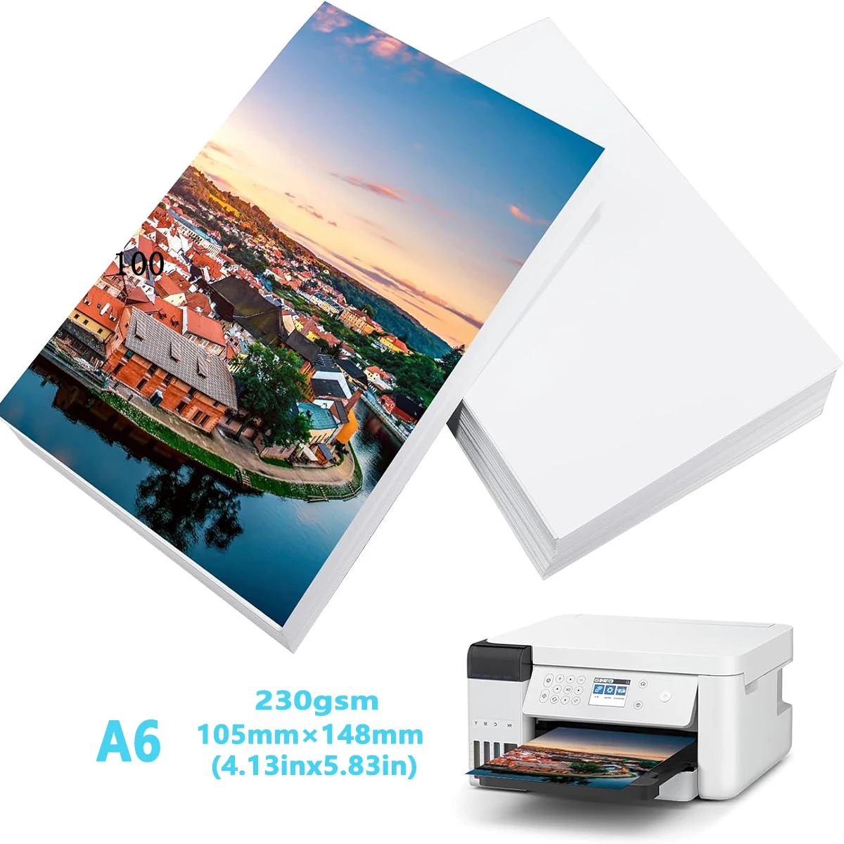 A6 (4.13X5.83 inch) Photo Paper Glossy, 230gsm Photo Printer Paper for Canon Hp Epson Inkjet Printer(10.5 X 14.8 cm)