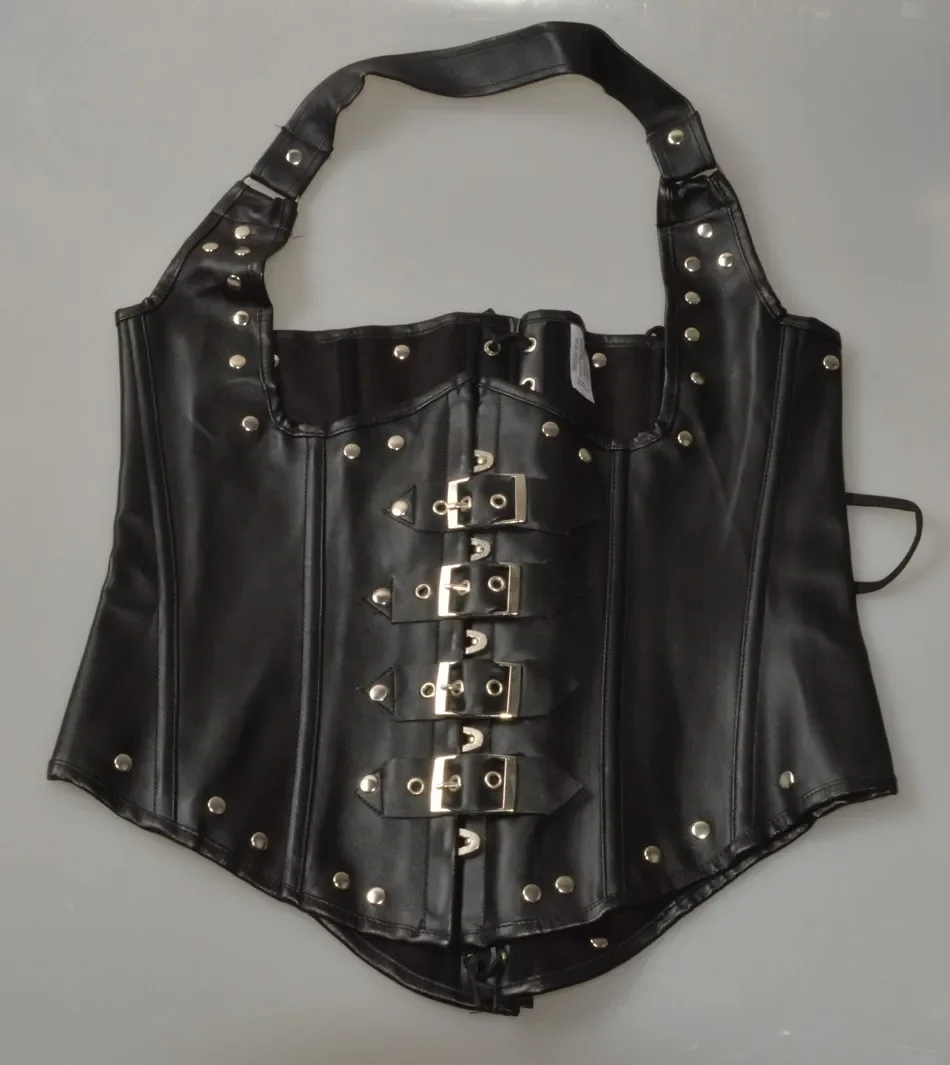Corsetti Steampunk in ecopelle Halter Corsetto sexy Top Donna Gilet gotico Corsetto Vita Trainer Sottoseno Bustier Plus Size