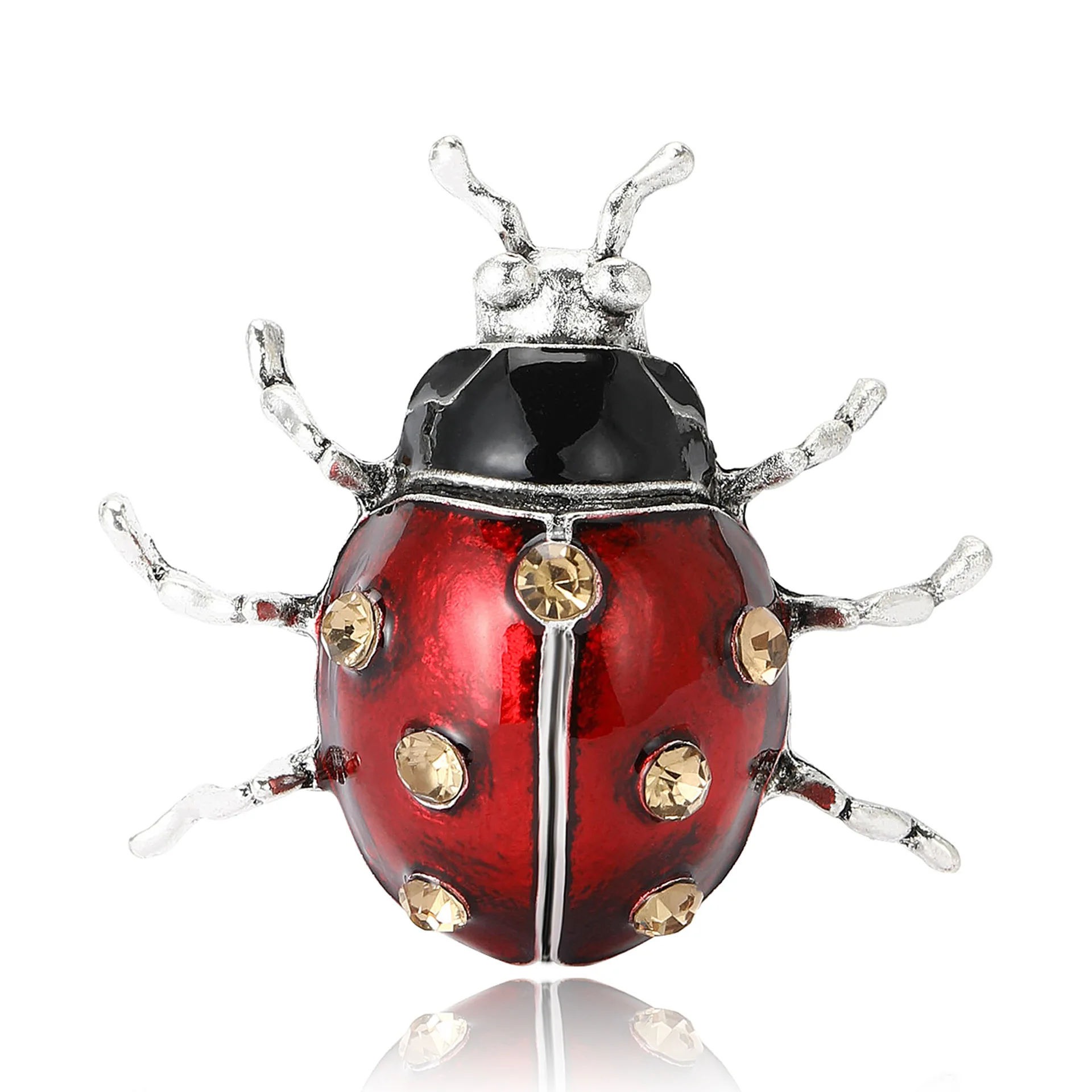

Stylish Rhinodiamond 7 Star Ladybug Brooch Suitable For Women Male Charm Animal Badge Neutral Casual Accessories Gift