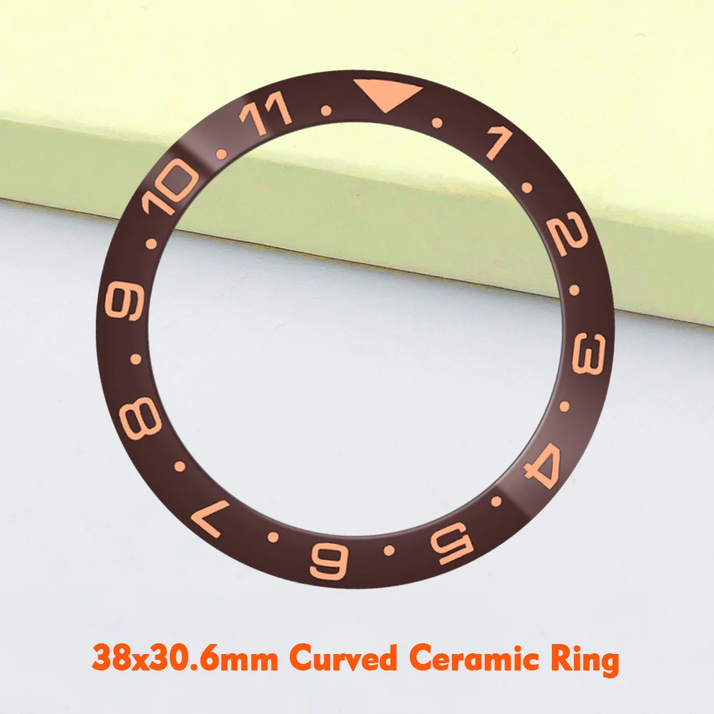 ขอบหน้าปัดเซรามิกโค้ง 38x30.6 มม. 12H GMT สำหรับใส่กับตัวเรือนนาฬิกา NH35 NH36 SUB รุ่น SKX007 และ SRPD