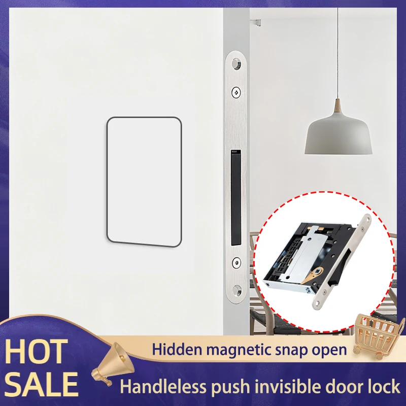 

Magnetic Push Open Invisible Door Lock Handleless Hidden Design Silent Automatic Lock For Interior Bedroom Doors