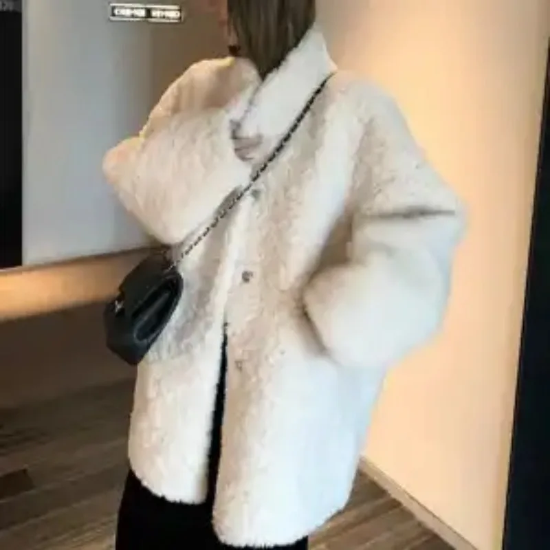 

Lazy style mid-length fur coat all-in-one women's winter loose eco-friendly fur fashion top jacket