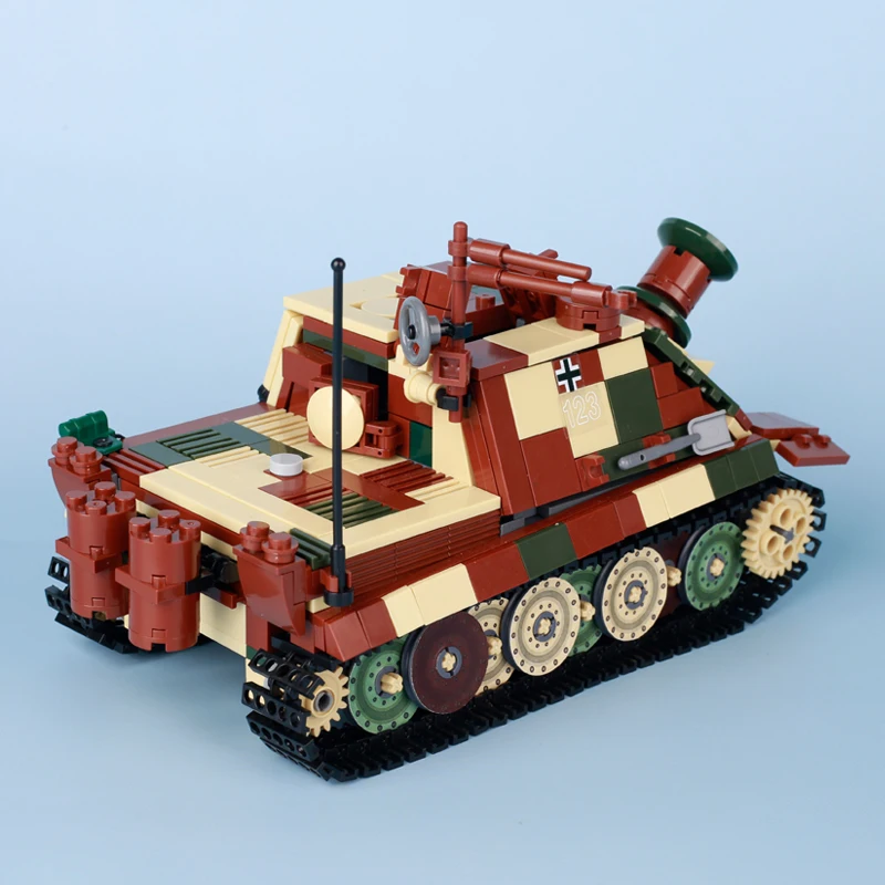 MOC WW2 German Military Sturmgeschütz III Tank Building Blocks Kit Armored Soldiers Figures Weapons Assault Bricks Toys Gift