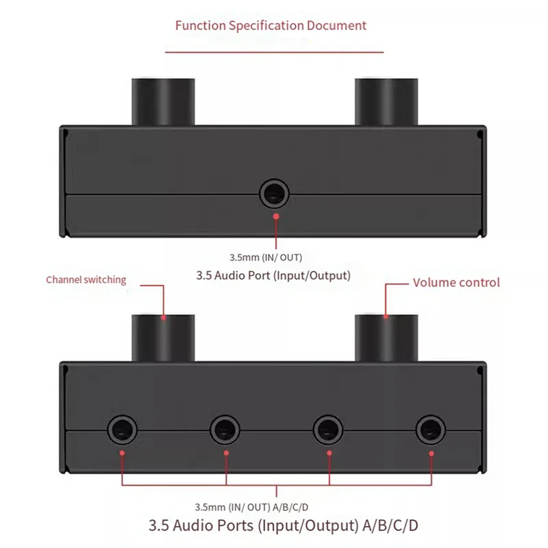 AA08-2 For Pcs HIFI 4-Way Bi-Directional 3.5Mm Stereo Audio Switcher With Mute Button–4 Inputs 1 Output For PC Headphones Speake