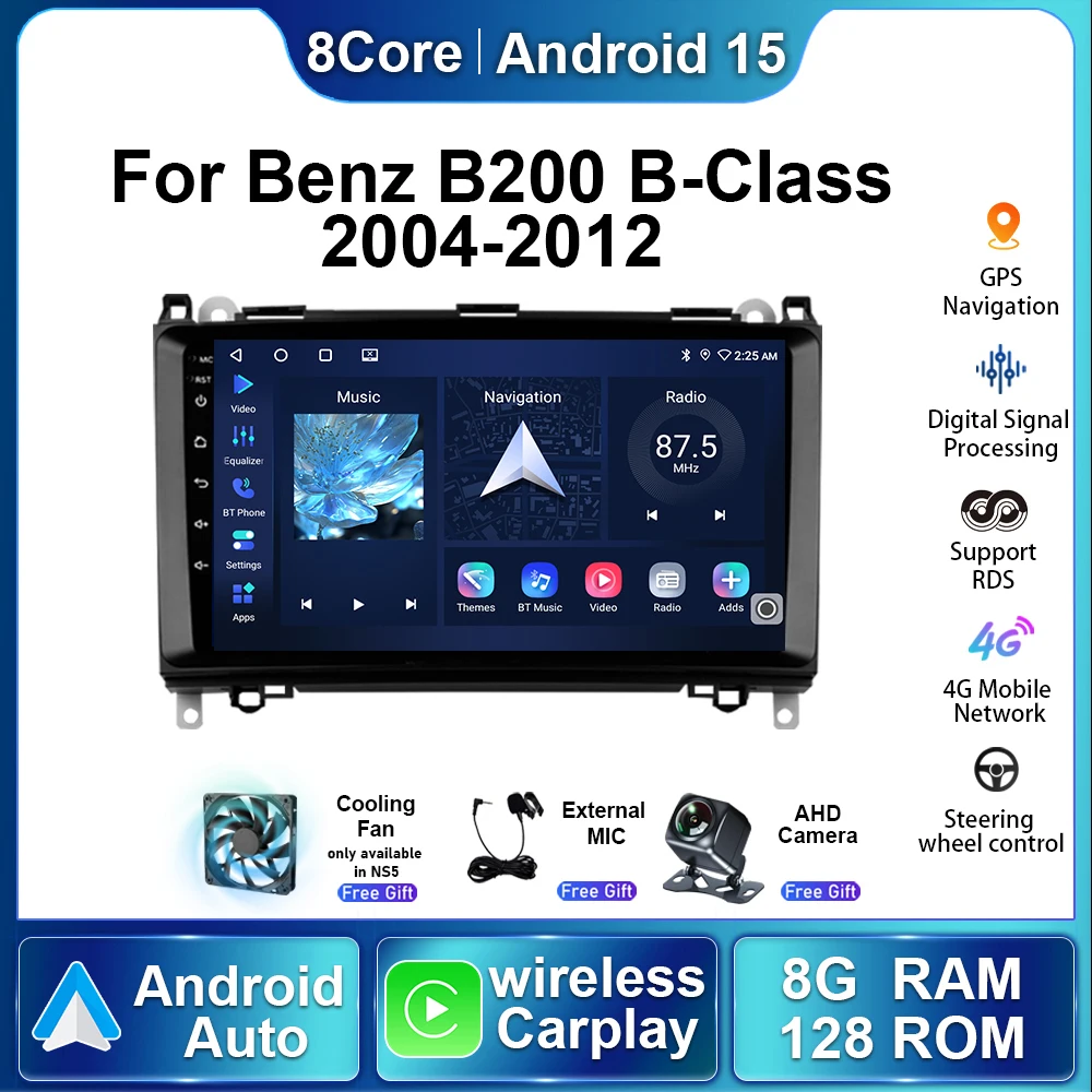 

9'' Android15 Auto Carplay Stereo Car Radio For Benz B200 B Class W245 B180 B55 2004-2012 Navigation GPS Multimedia Video Player