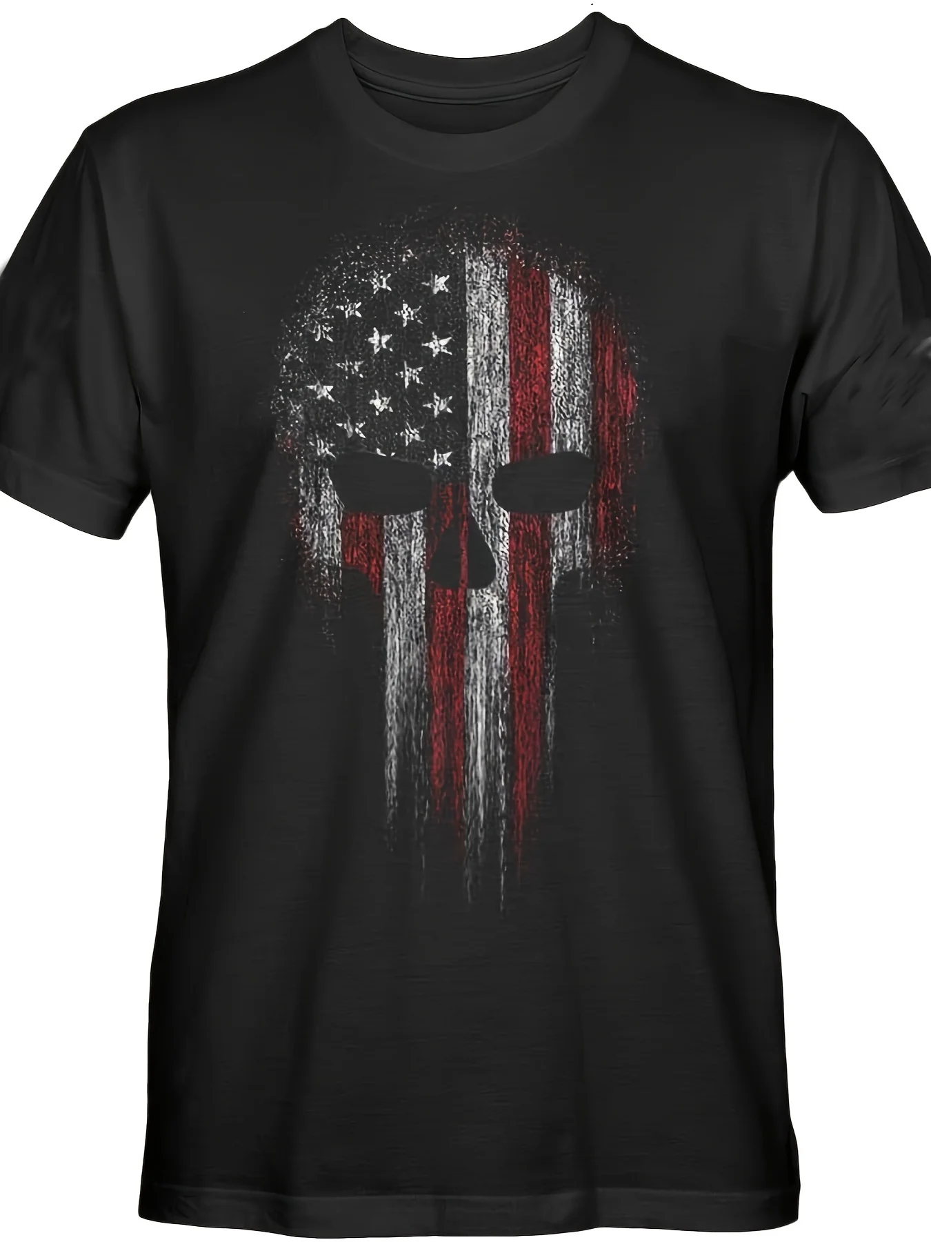 

American Skull Men s Patriotic Casual Comfort T Shirt Fashion T-shirt Round Neck Short Sleeve Top