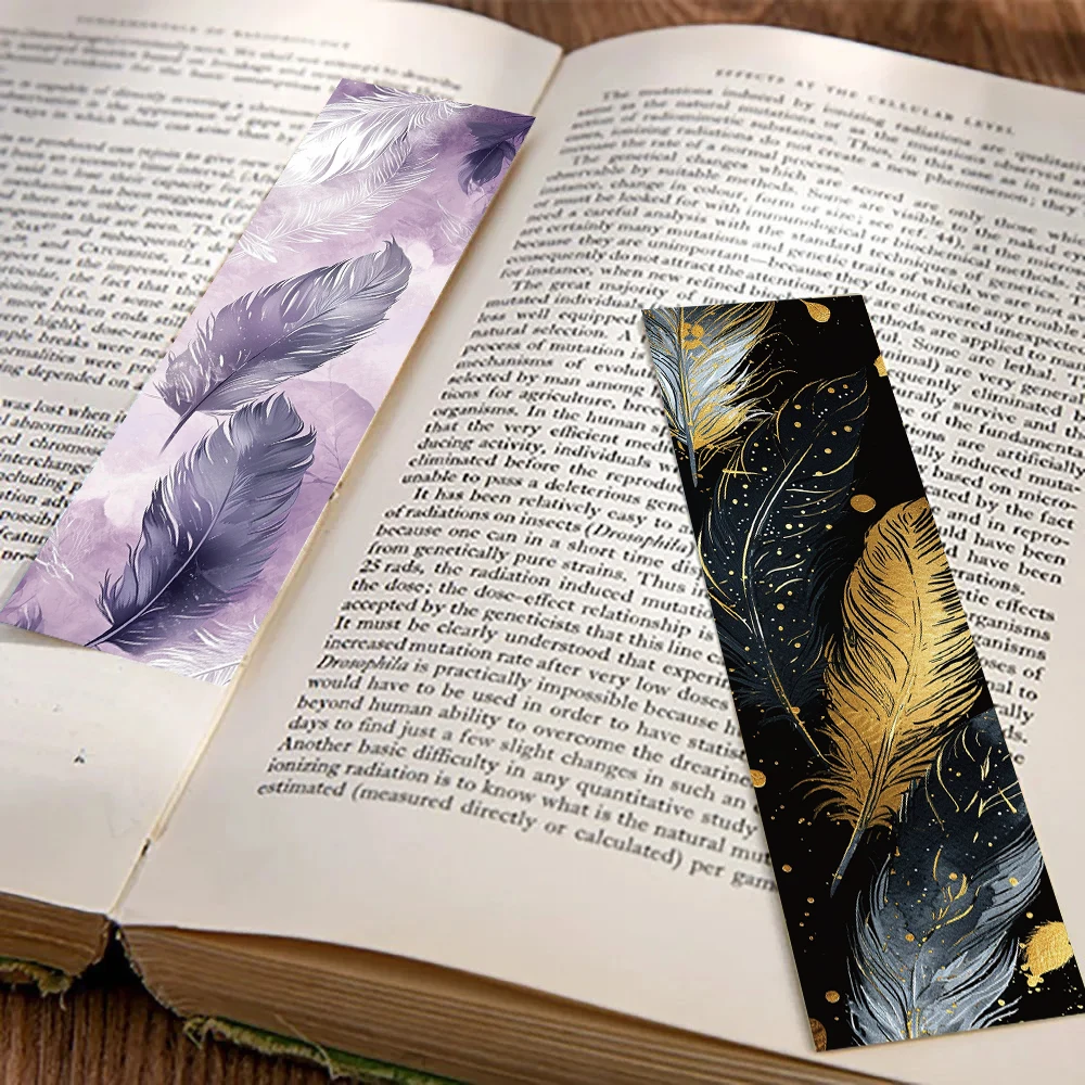 30PCS Niche Minimalist Feather Bookmarks Creative Paper Decorating Reading Markers Notebook Page With Cards Student Supplies