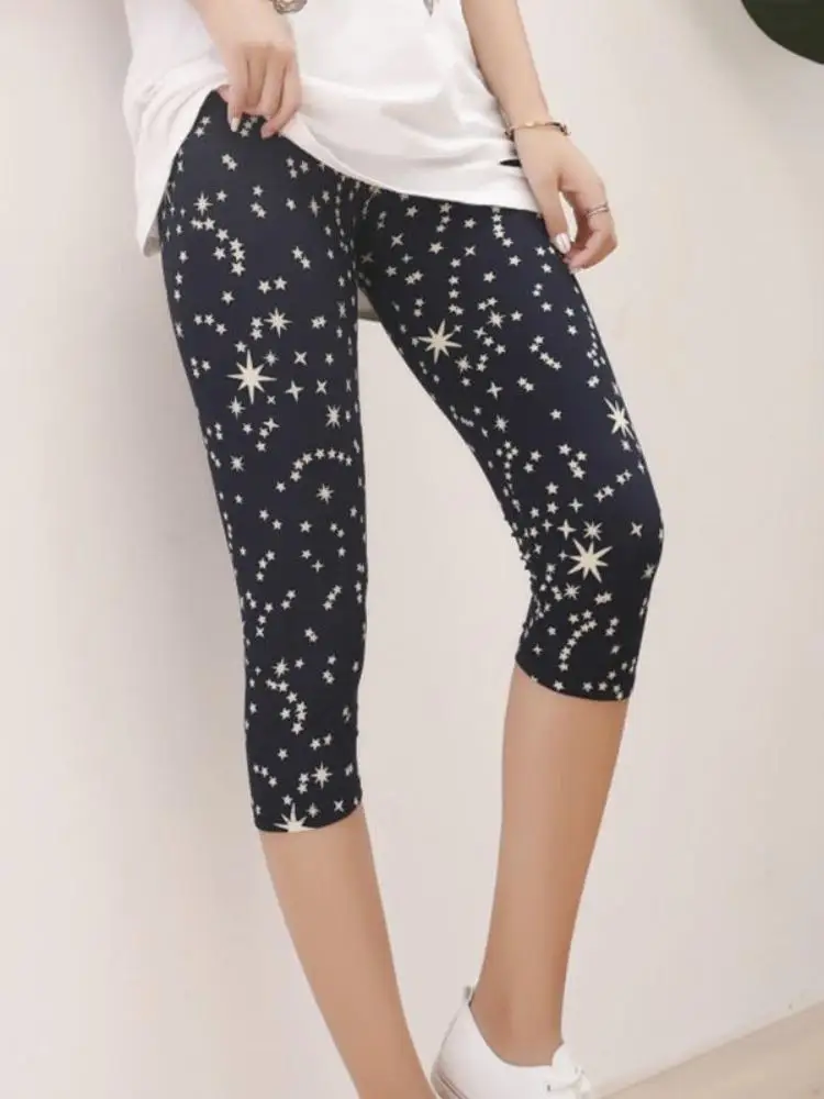 

Slim Fit Yoga Casual Floral Print Thin Summer Elastic Seven-Quarter Length Pants Women's Outerwear Bot Base Layer Trousers