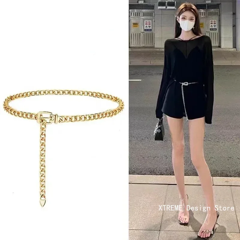 Punk Metal Frauen Gürtel Kette Gold Silber Taille Kette Kleid Jeans Gürtel Mädchen Dame Bund Gürtel für Frauen Body Chain Drops hip