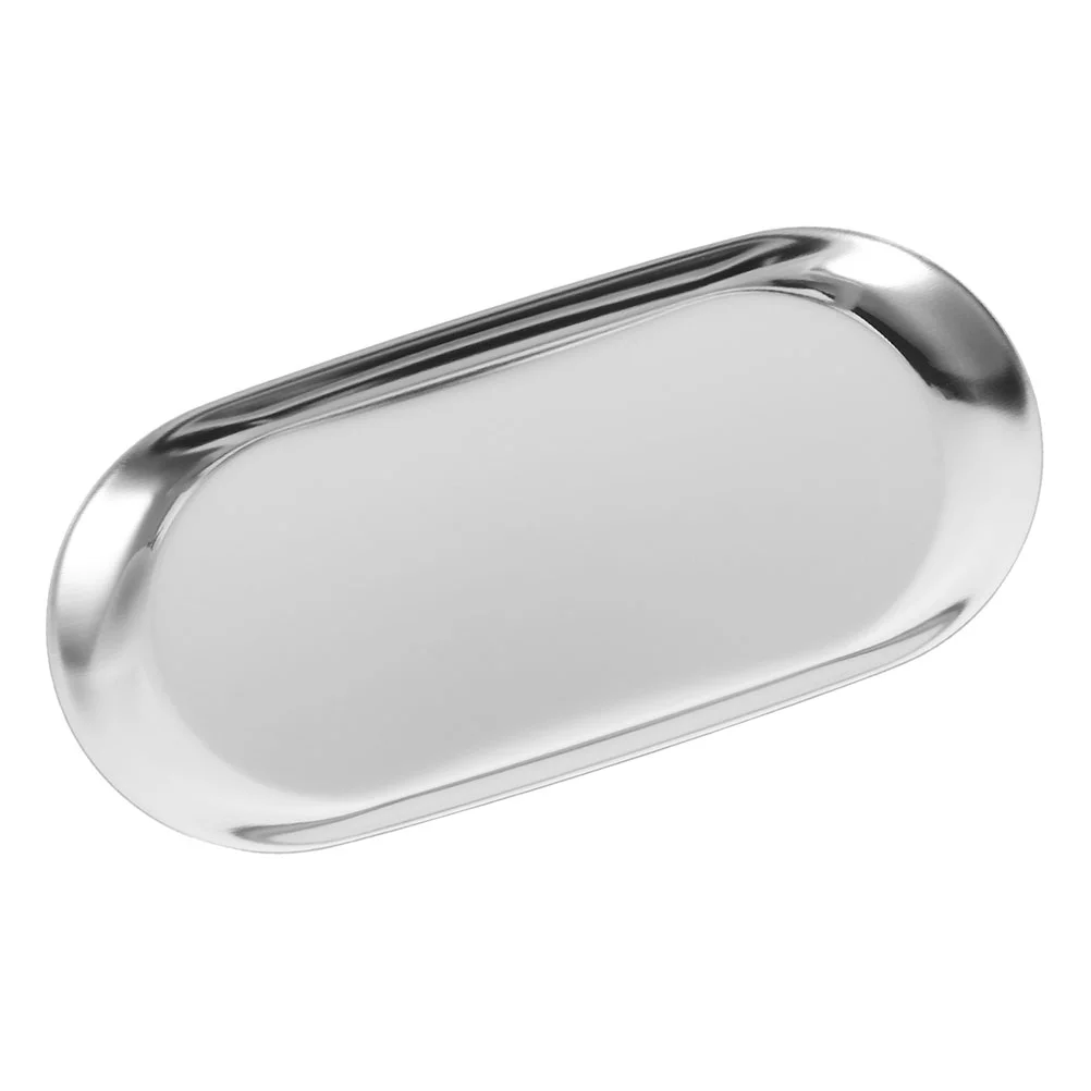 

Tip Tray Key for Entryway Table Napkin Holder Tea Oval Metal Rectangular Bathroom Vanity Stainless Steel Jewelry Fruit