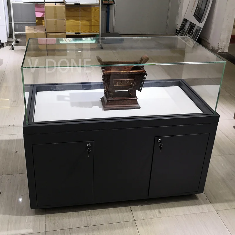 [Customized]modern LED lighting display counter cases MDF jewelry showroom furniture showcase glass display cabinet