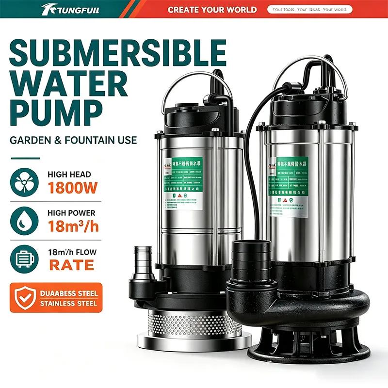 220V Stainless Steel Submersible Water Pump High Flow Electric Pump for Farm Irrigation Sewage Disposal Pond Water Circulation