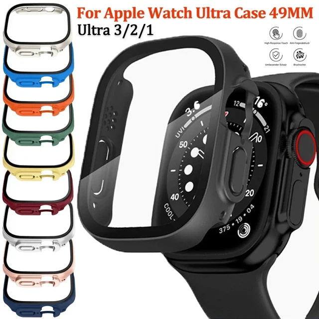 Etui z folią ochronną na ekran do Apple Watch Ultra 3/2 49mm PC Szkło Hartowane Akcesoria do iwatch Series Ultra 49mm Osłona Smartwatcha