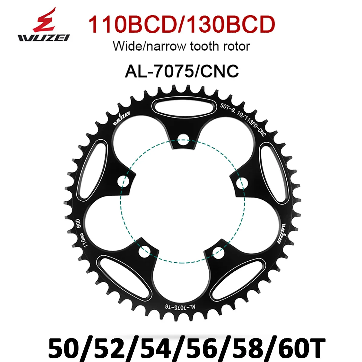 WUZEI vélo de route rond étroit large pignons 110 BCD 50/52/54/56/58T roue à chaîne route pliant vélo pédalier plateau