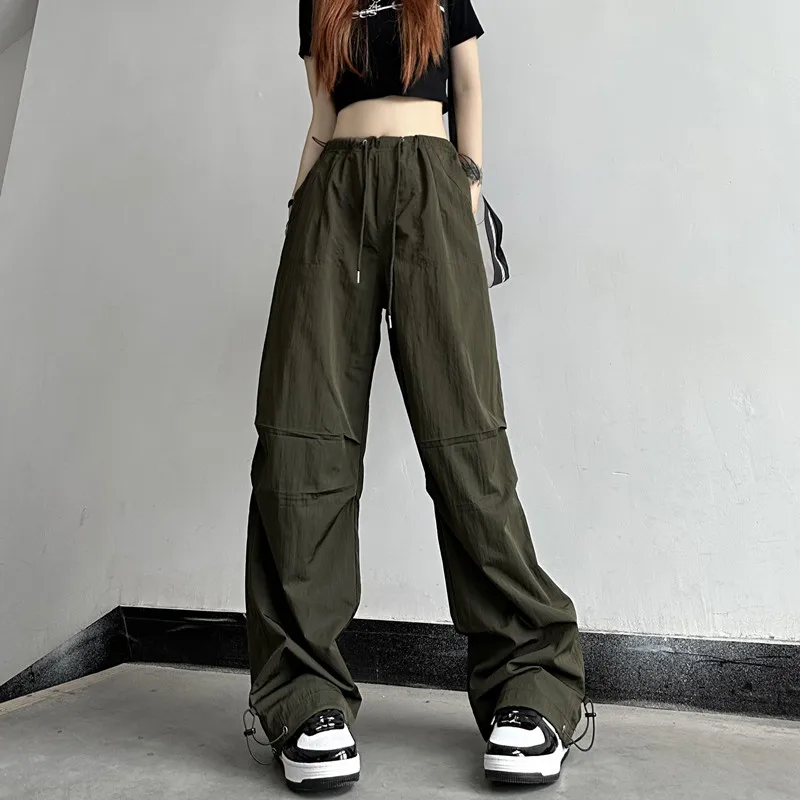 

WCFCX STUDIO Workwear Pants American Retro Hiphop Women's Straight Tube Loose Fitting High Waisted Multi Pocket Casual Pants