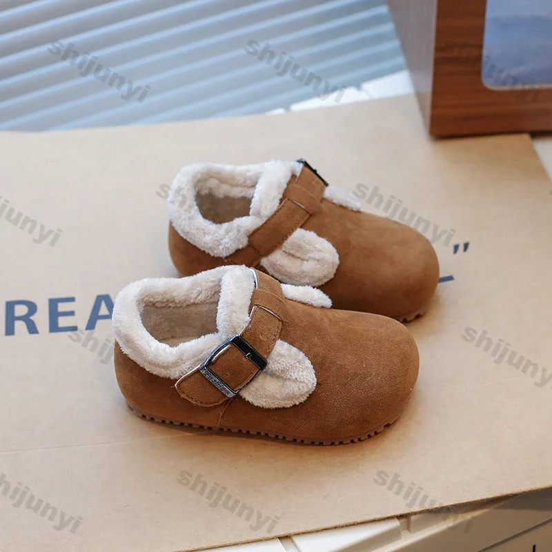 Kinder-Baumwollschuhe für den Winter, rutschfest, Freizeit, bequem, flach, warm, für Jungen und Mädchen, lässige Slipper, leichter Schuh mit weicher Sohle