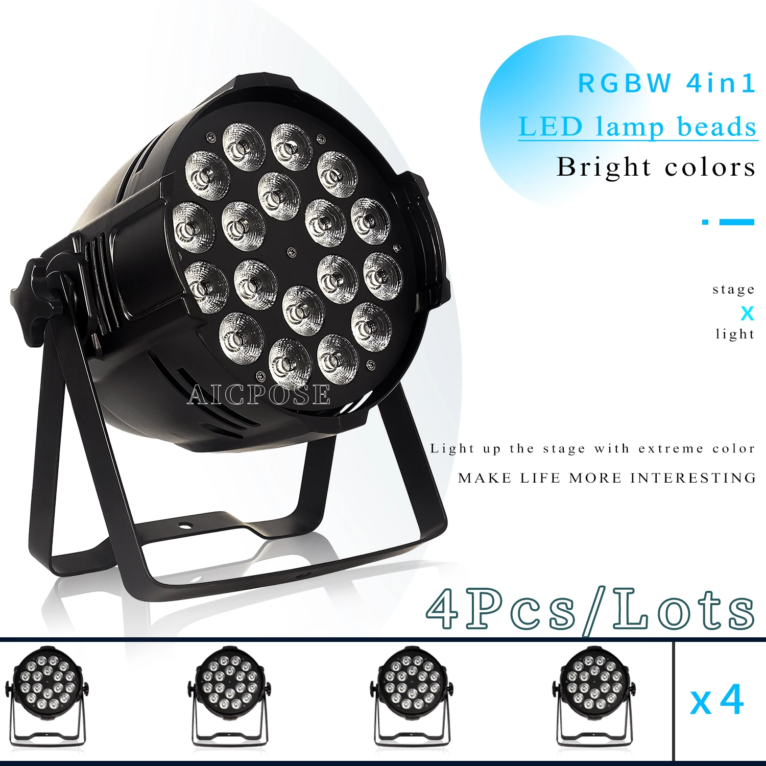 

4Pcs/Lots 18x12W RGBW/18x18 RGBWA UV 6 in 1 LED Par Aluminum Stage Lamp DMX Control DJ Disco Lamp Dance Room Stage Lighting