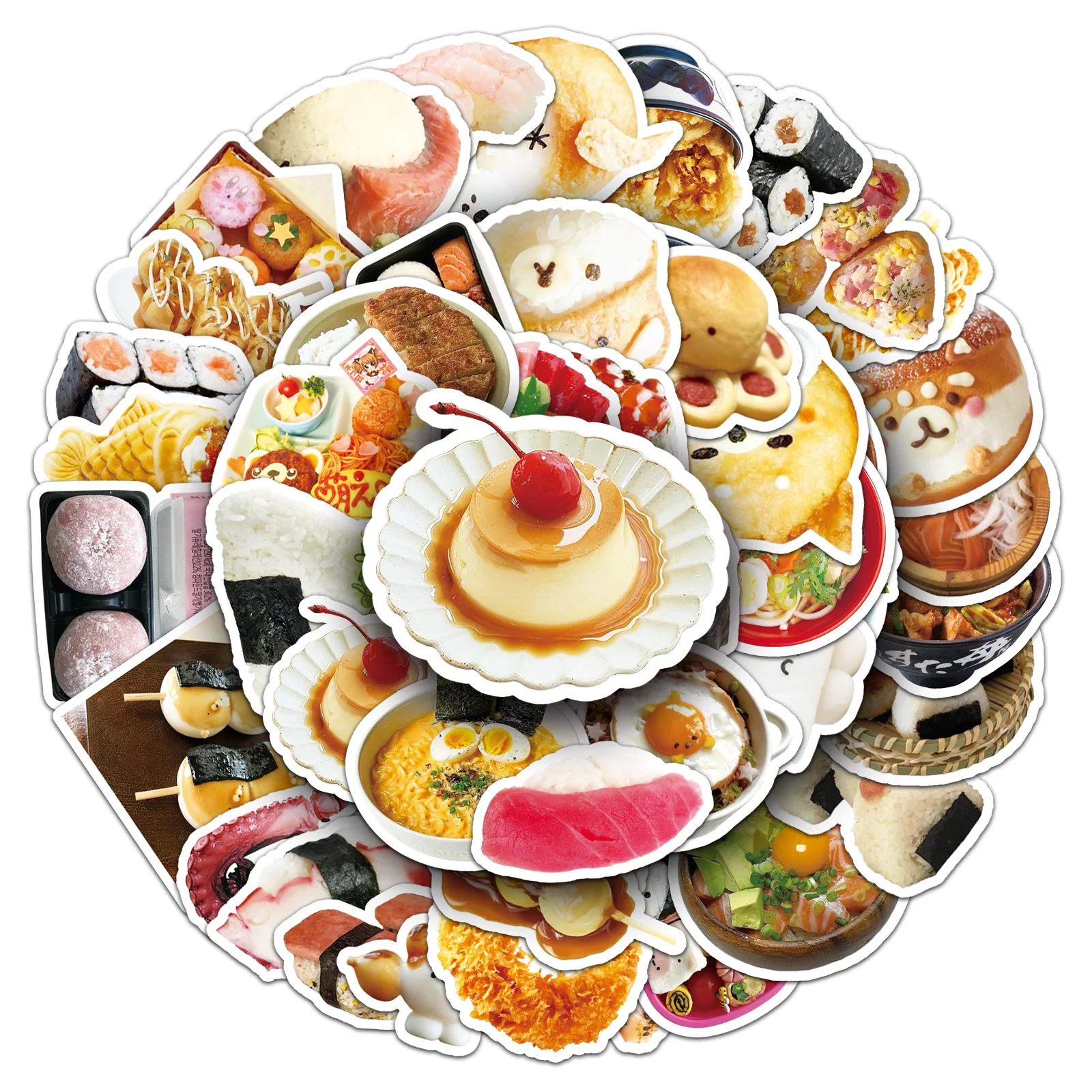 

50PCS Japanese Food Doodle Cute Japanese Style Food Decor Laptop Suitcase iPad Waterproof Stickers Children's Kids Toys