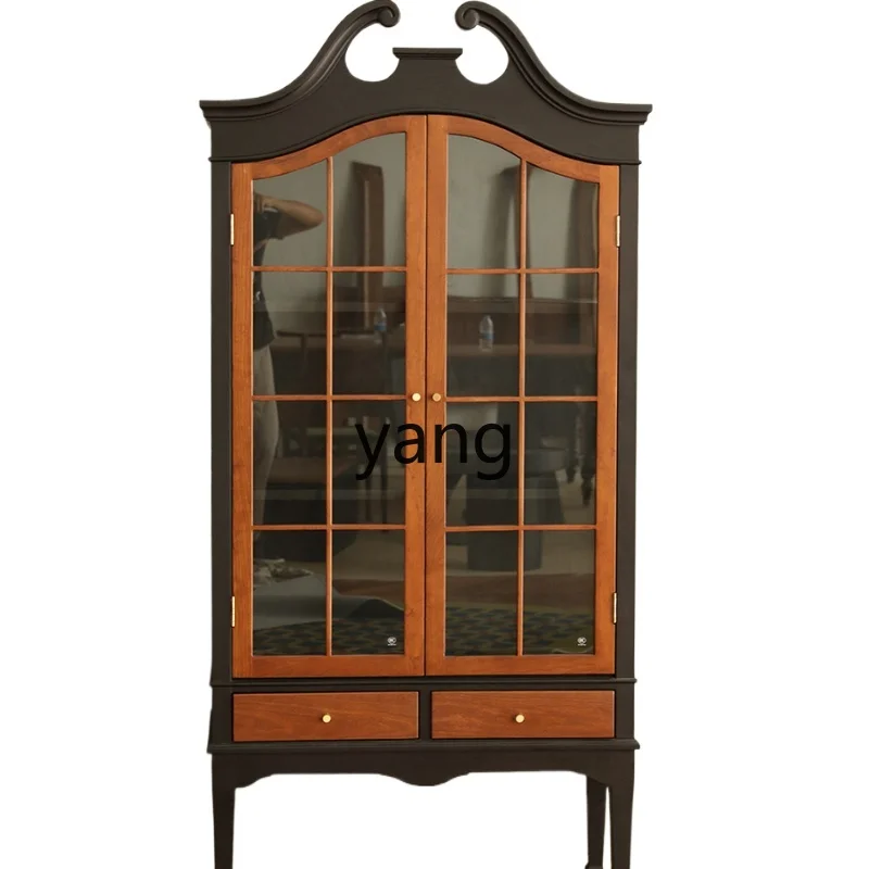 

LXL Retro Style Wine Cabinet Solid Wood Republic of China Haipai Bookcase Display against the Wall