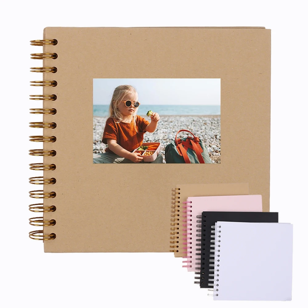 8 Inch Scrapbook Album 40 Pages Hardcover Kraft Paper Photo Album Scrap Book Memory Book for Famliy Wedding Anniversary Travel