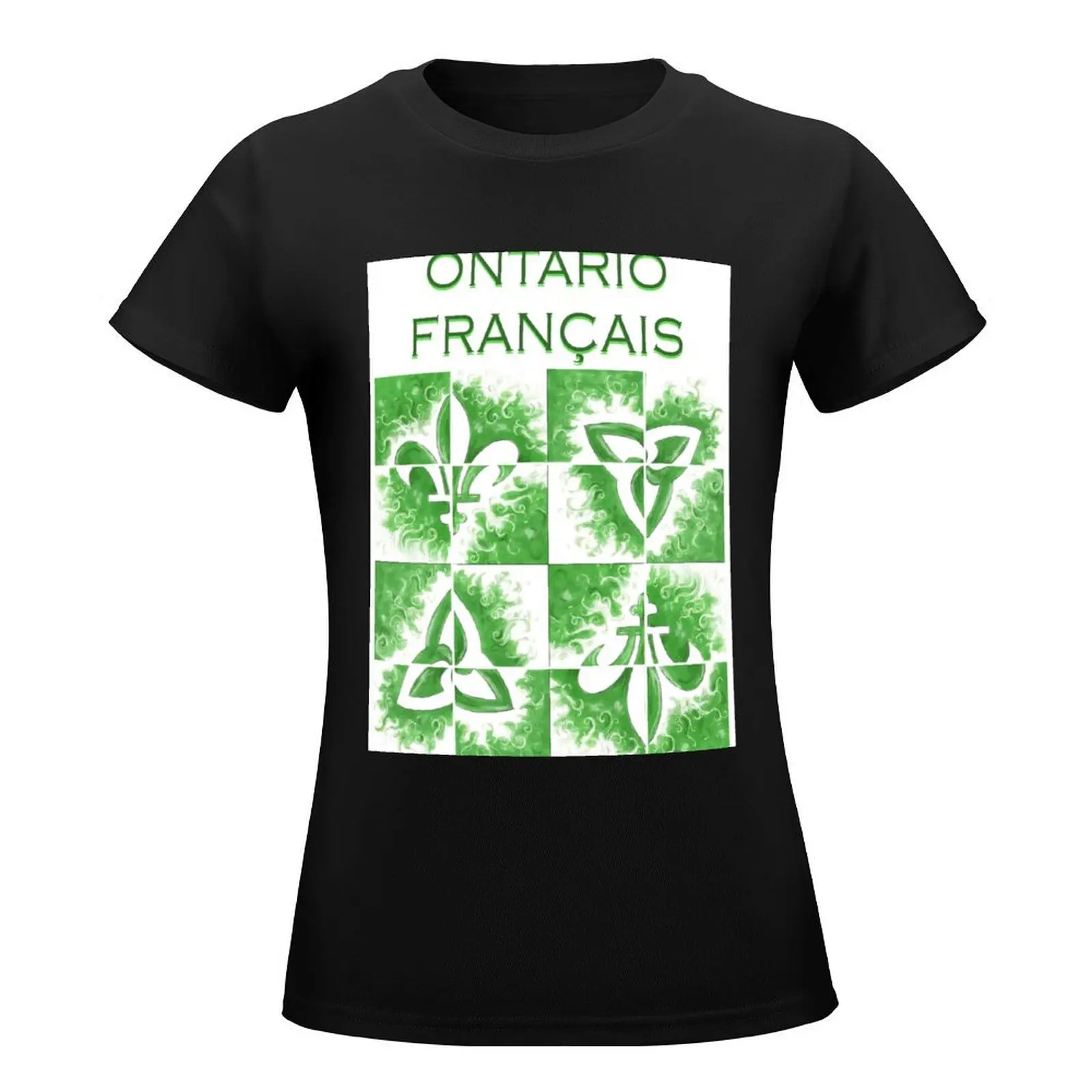 Franco-Ontarian Flag - Abstract Design T-Shirt vintage clothes female Short sleeve tee hippie clothes spring clothes Women 2024