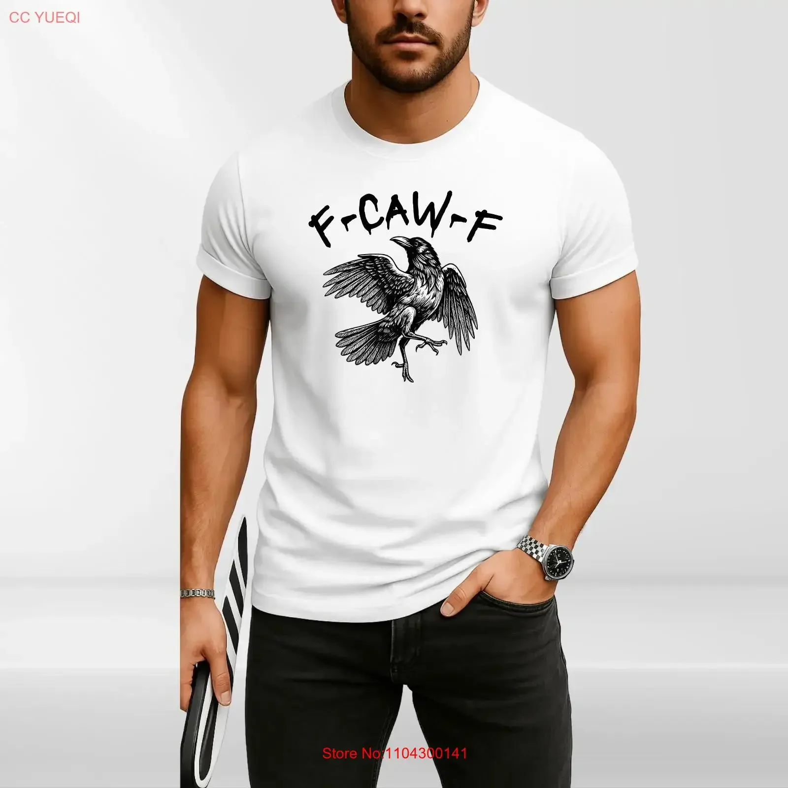 Black Crow FCAWF F Caw Funny Gothic Dance Meme T Shirt long or short sleeves vintage Washed fashion designer clothes Versatile