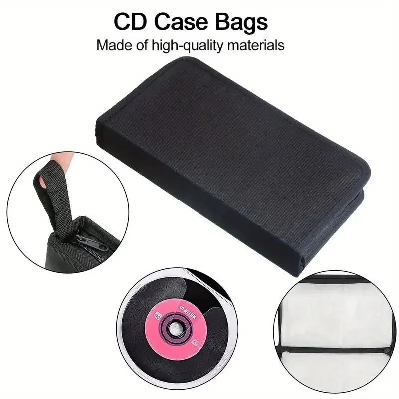 TTAED PU 80 Discs DVD CD Storage Wallet Double-Sided Zipper Case Multi-Purpose Media Binder Album for Blu-ray Game Discs