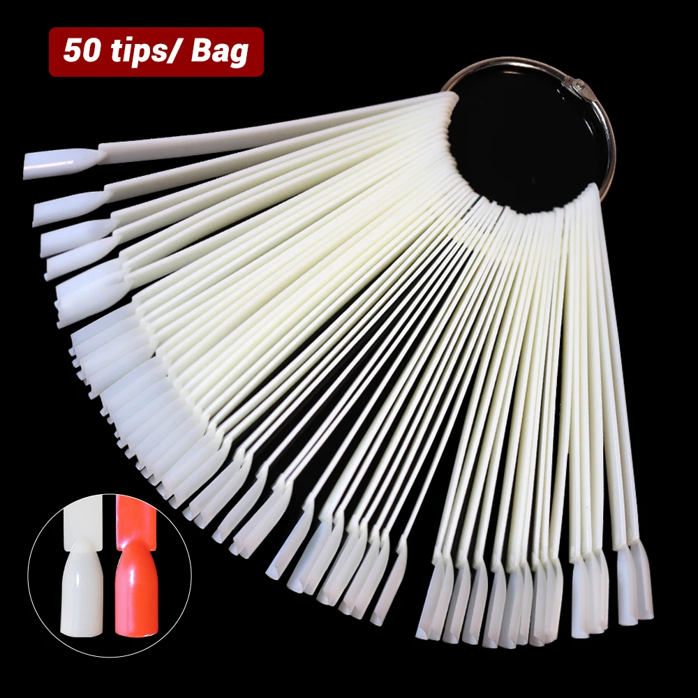 Bâtons d'affichage pour faux ongles, 50 pièces, tableau de couleurs naturel clair, Style éventail ovale, panneau d'affichage détachable pour outils de manucure Nail Art