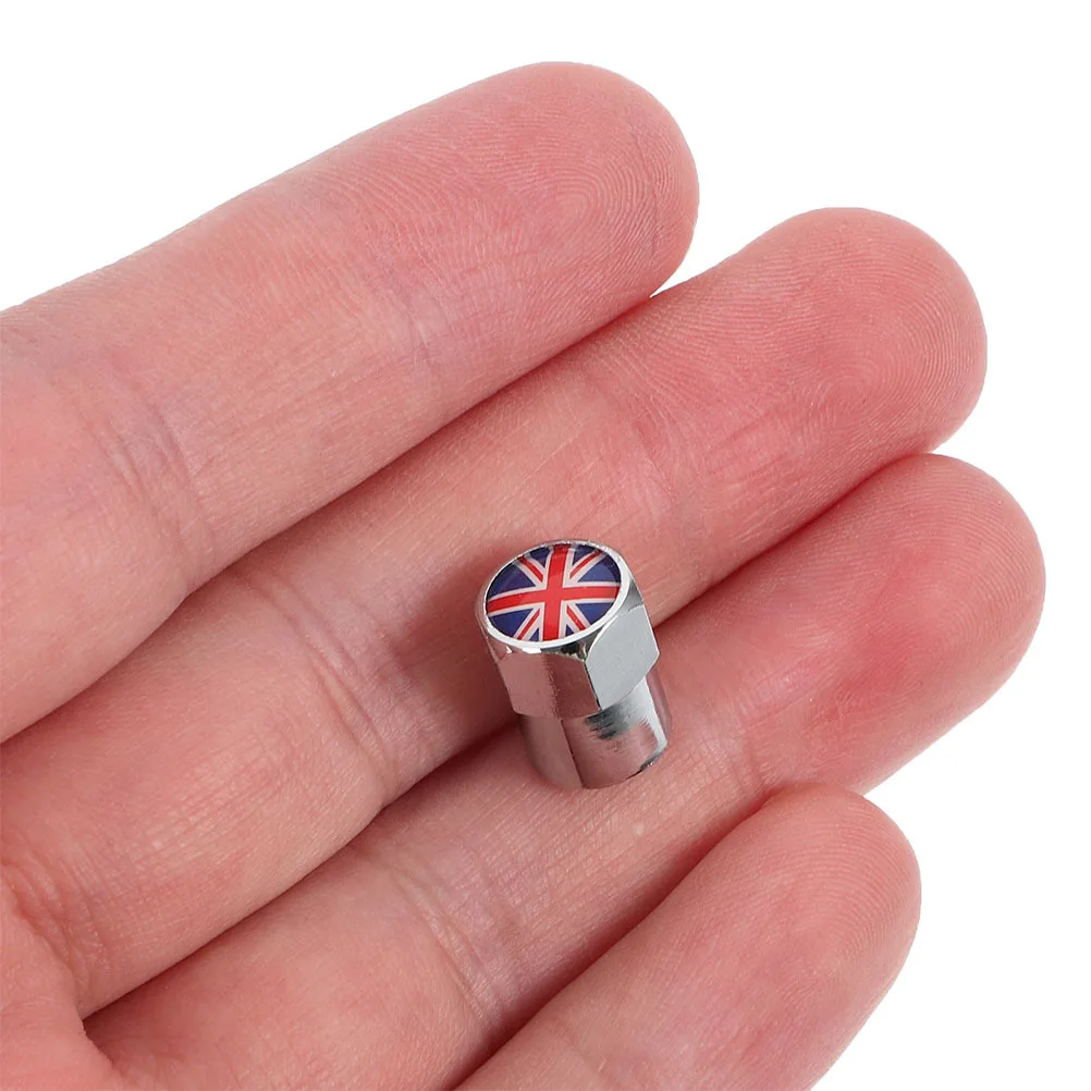8개 세트 멋진 자동차 액세서리 영국 국기 밸브 스템 캡 내구성 있는 스테인리스 스틸 스타일리시 타이어 에어 캡 남녀용 휠 밸브 커버