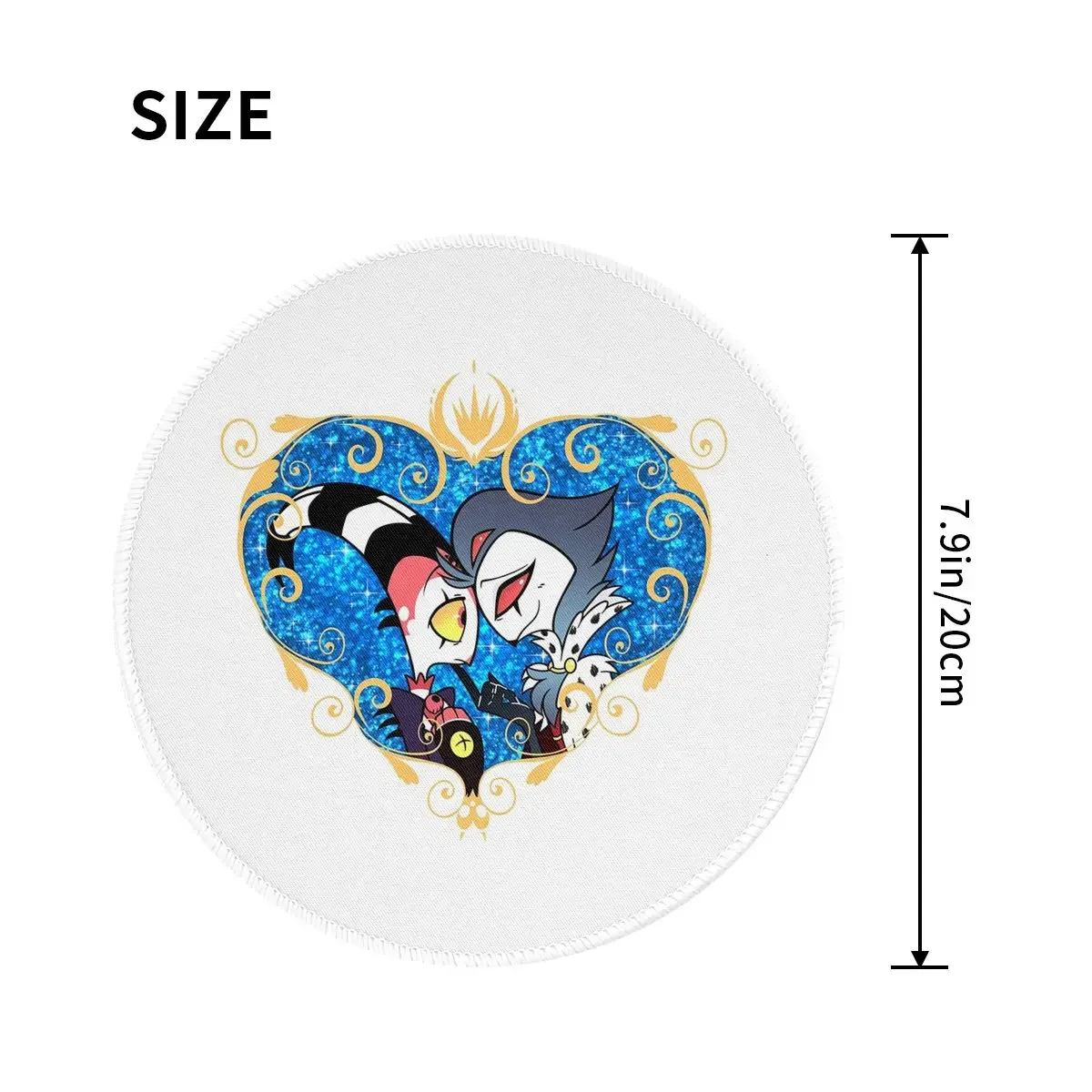 Helluva Boss Stolas And Blitzo Heart Frame Round Mouse Pad Computer Keyboard Mouse Mat Gaming Laptop Desk Mat
