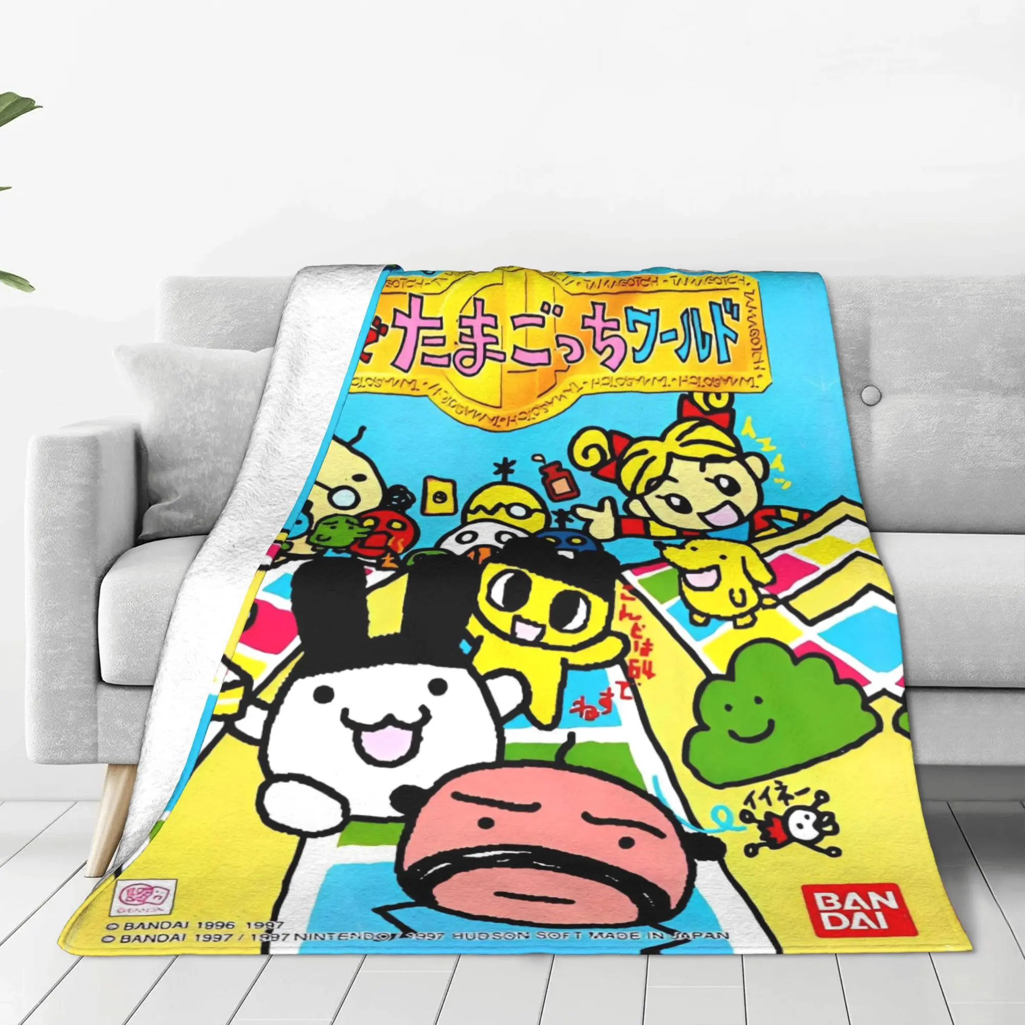 Japanese Tamagotchis Blanket  Warm Soft Aesthetic Plush Throw Blanket For Child Couch Bed Flannel Bedspread Bed Cover