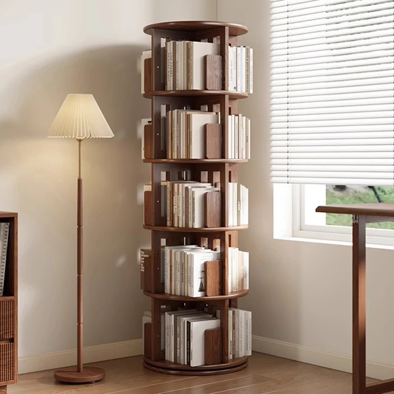 Rotating BookShelf Wood Multifunction Bookcase Living Room Assembly Shelves Aesthetic Corner Shelf Multilayer Modern Furniture
