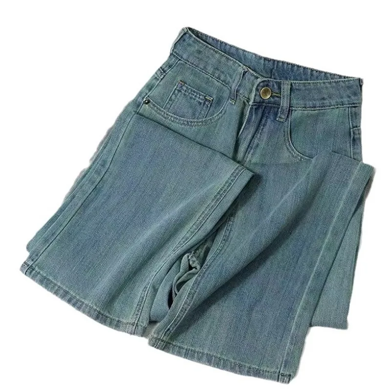 

Denim Pant Women Jeans Vintage Wide Leg Floor Length Pants High Waist Straight Trousers Streetwear Elegant Work Casual