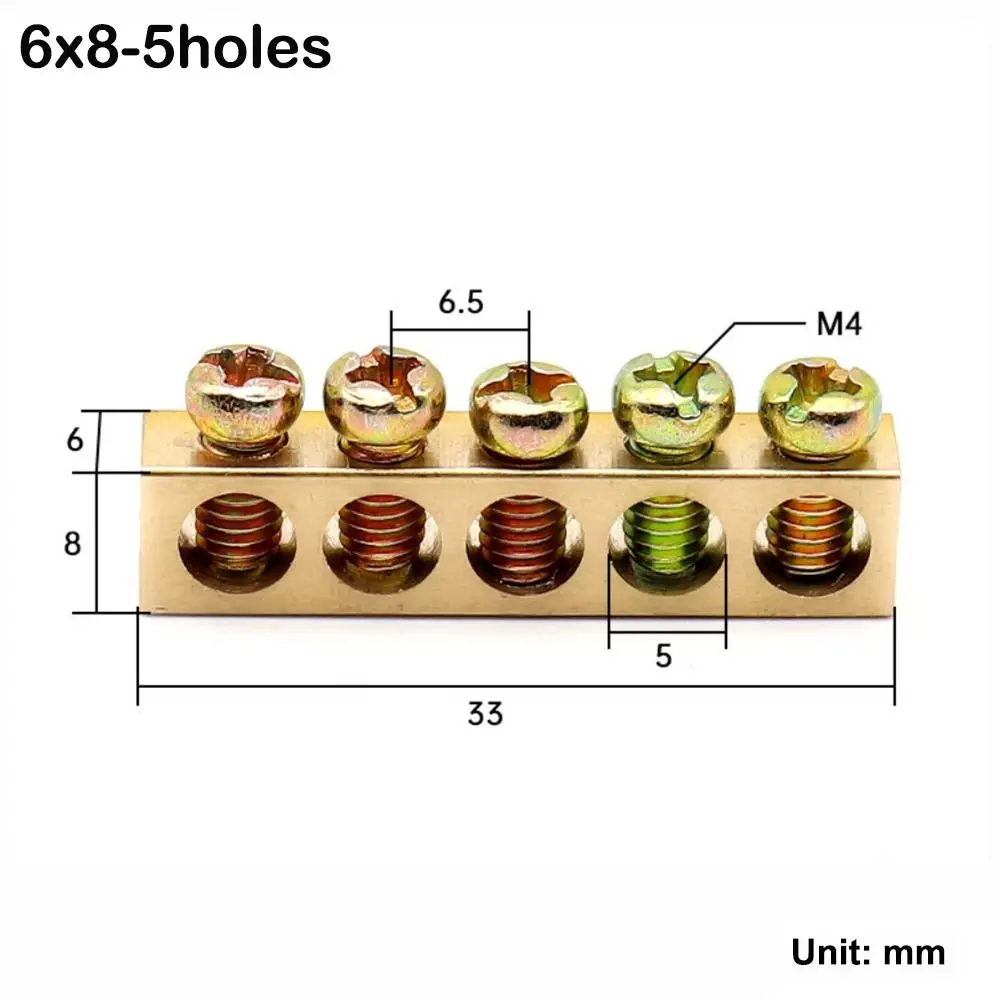 Copper Wire Connector Multi-specification With Hole Screw Copper Bar Terminal Zero Ground Terminal Power Distribution Cabinet