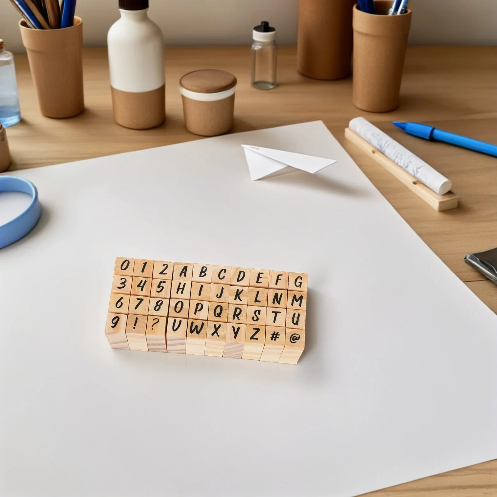 

40Pcs DIY Wooden Letter Number Stamp Set Crafting Tools Kids Scrapbook Embellishments Home Decor Invitations Holiday Cards