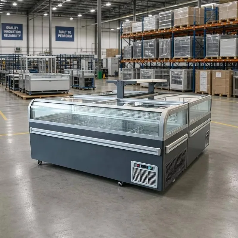 Commercial Grade Chest Freezer 2 Sliding Glass Doors Direct Cooling LED Lighting Digital Control Automatic Defrost Display Unit