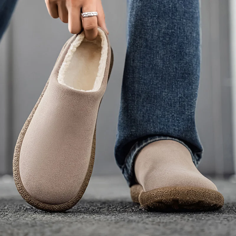 

Men Winter Boots Lightweight With Fur Snow Boots Warm Fur Men Cotton Shoes Ankle Boots Slip on Shoes Men Casual Sneakers