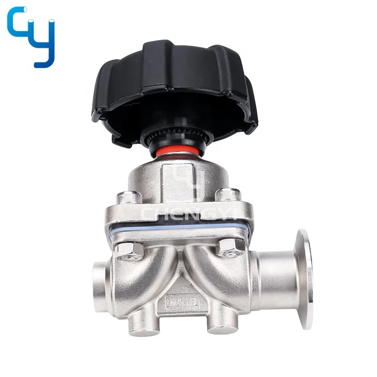 Customized Stainless steel sanitary hygienic manual diaphragm valve one weld end and another clamp end